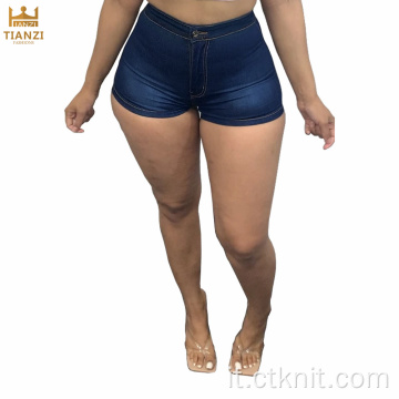 shorts in denim a vita bassa da donna